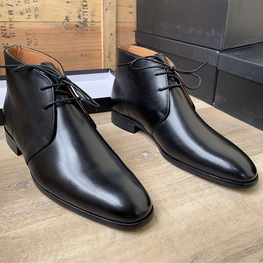 Soulier Botte En Cuir A Lacets