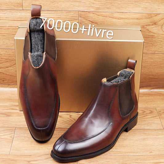 Soulier Bottes En Cuir A Lacets