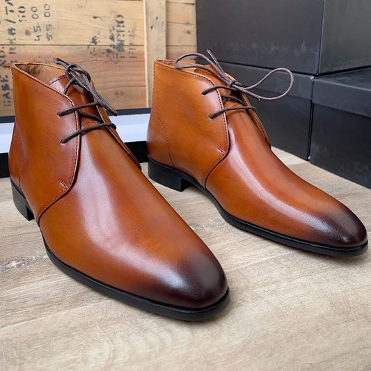 Soulier Botte En Cuir A Lacets