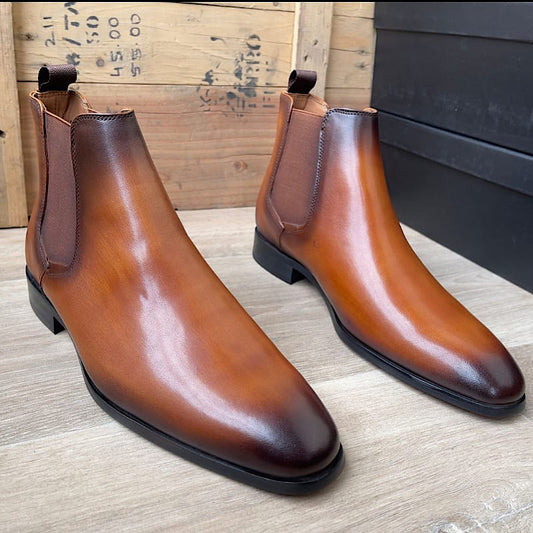 Soulier Botte En Cuir A Lacets