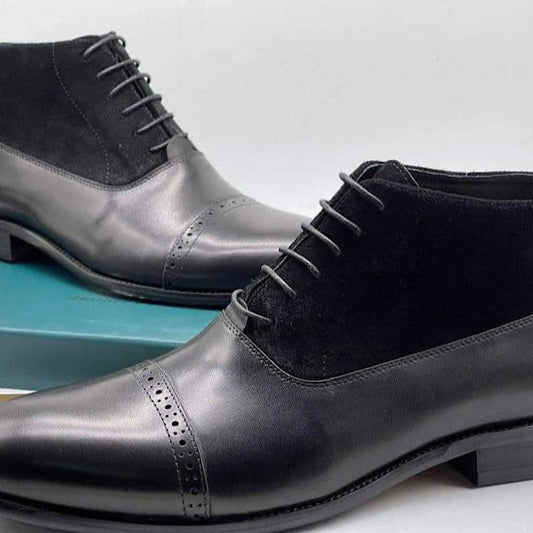Soulier Bottes En Cuir A Lacets