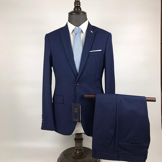 Ensemble Veste 2 Pièces Pour Homme Costume Bleu