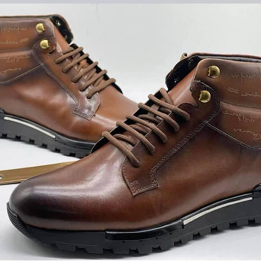Soulier Bottes En Cuir Marron 100,000