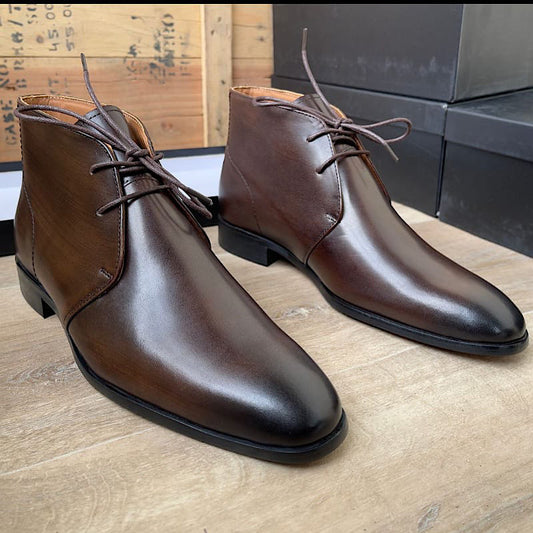 Soulier Botte En Cuir A Lacets