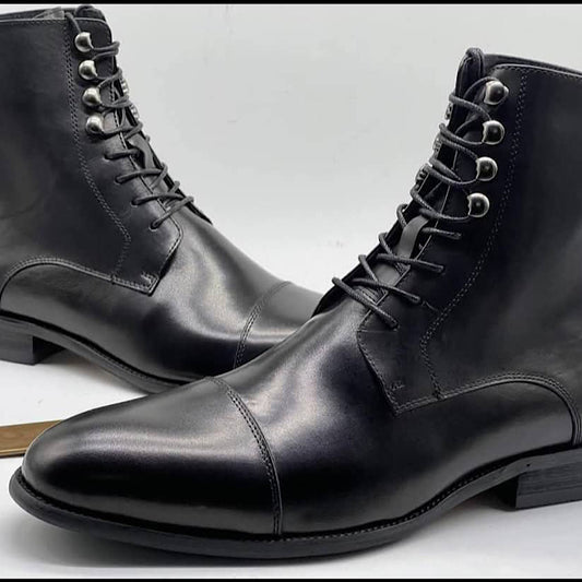 Soulier Bottes En Cuir A Lacets